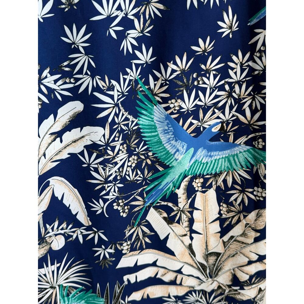 J.McLaughlin Tropical Palm Leaf/Bird Sleeveless Sheath Dress Blue White Womens 8 - Picture 5 of 10